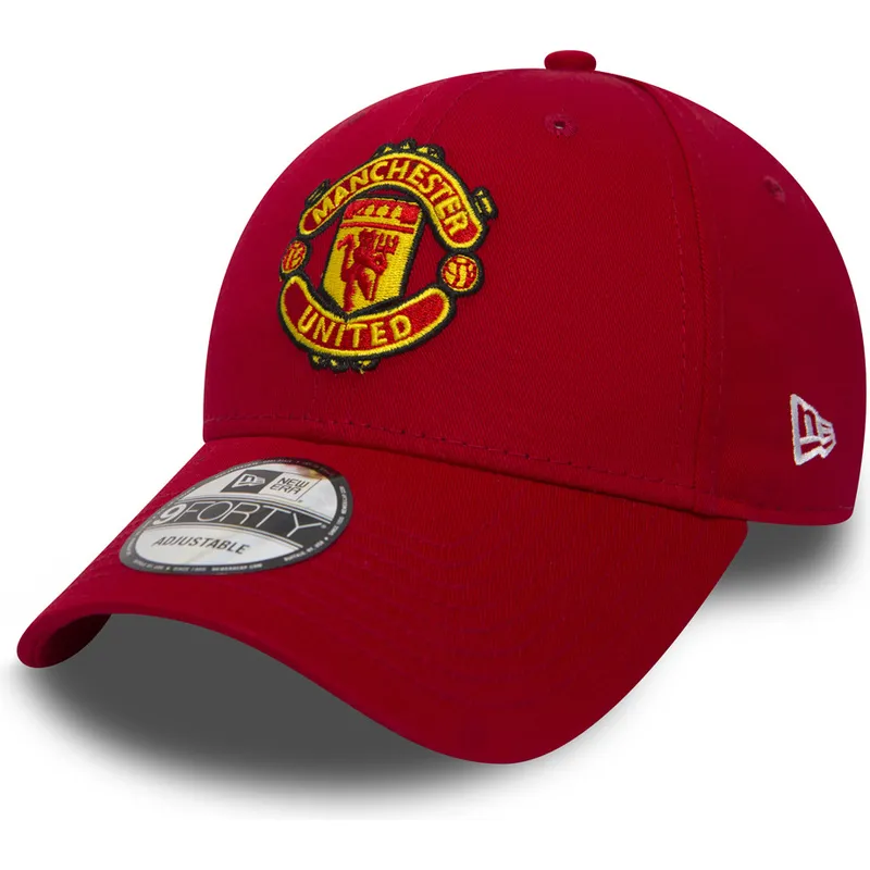 rote-verstellbare-9forty-essential-kappe-mit-gebogenem-schirm-von-manchester-united-football-club-von-new-era