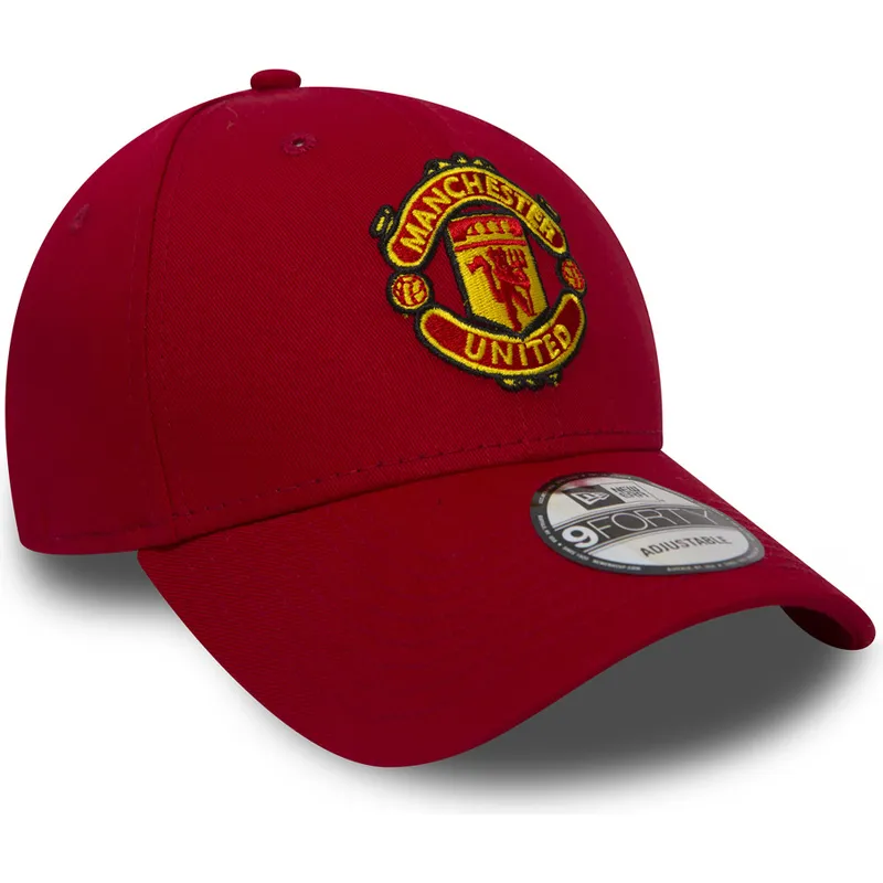 rote-verstellbare-9forty-essential-kappe-mit-gebogenem-schirm-von-manchester-united-football-club-von-new-era