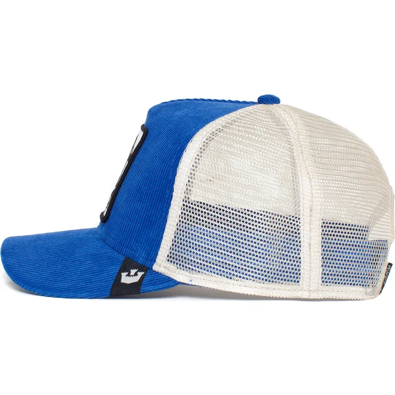 goorin-bros-the-farm-sly-stallione-corduroy-trucker-cap-in-blau-und-weiss-mit-pferdemotiv