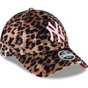 epci-curbata-leopard-reglabila-rosa-9forty-velour-de-new-york-yankees-mlb-de-new-era