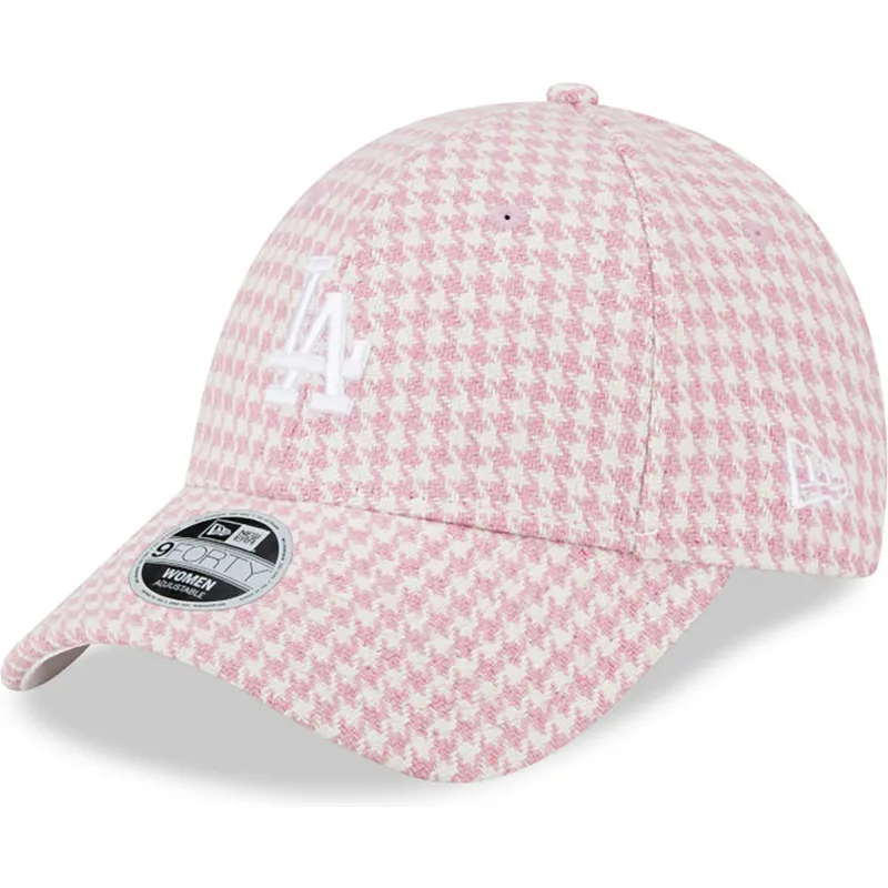 epci-curbata-roz-reglabila-9forty-houndstooth-de-los-angeles-dodgers-mlb-de-new-era