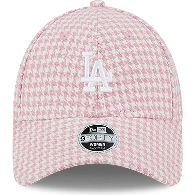 epci-curbata-roz-reglabila-9forty-houndstooth-de-los-angeles-dodgers-mlb-de-new-era