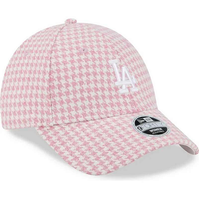 epci-curbata-roz-reglabila-9forty-houndstooth-de-los-angeles-dodgers-mlb-de-new-era
