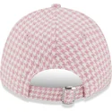 casquette-courbee-rose-et-blanche-ajustable-pour-femme-9forty-houndstooth-los-angeles-dodgers-mlb-new-era