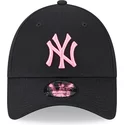 new-era-curved-brim-pink-logo-9forty-neon-new-york-yankees-mlb-black-adjustable-cap