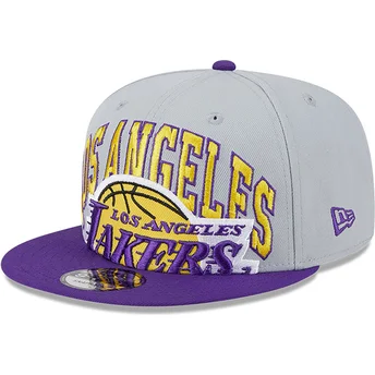 Șepci plată gri snapback 9FIFTY Tip Off 2023 de Los Angeles Lakers NBA de New Era