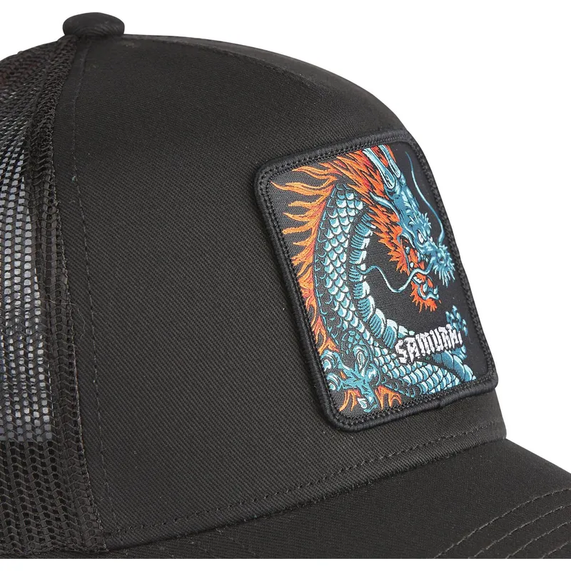 cappellino-trucker-nero-drago-samurai-dra1-beasts-di-capslab