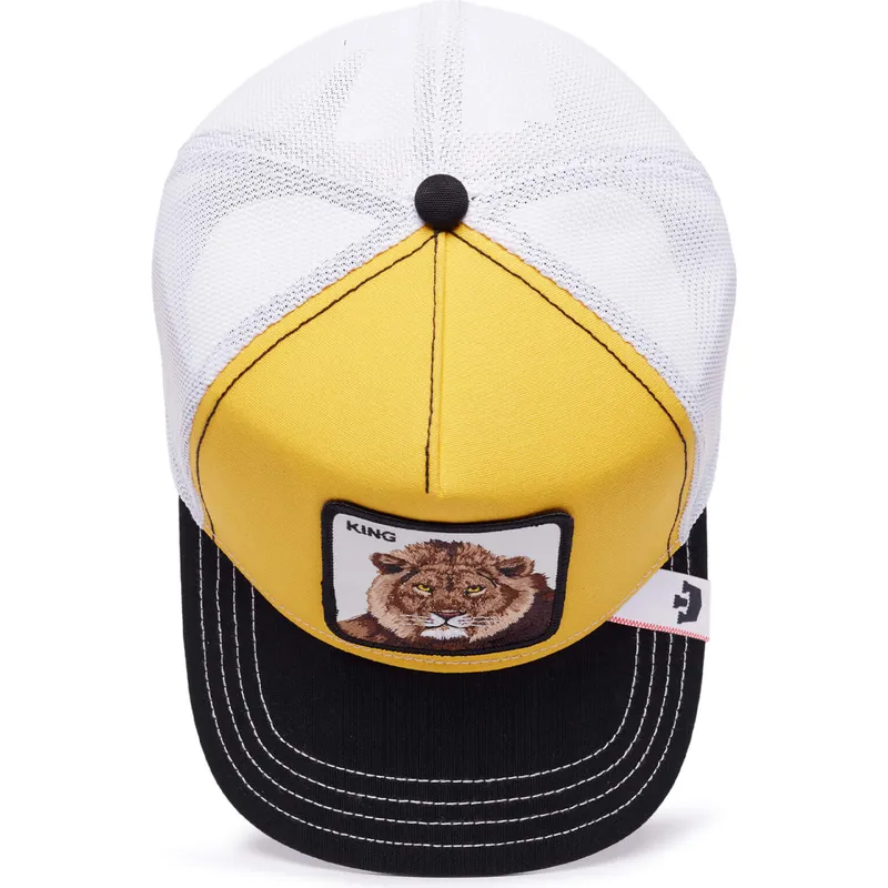 goorin-bros-king-mv-lion-the-farm-mvp-gelbe-weisse-und-schwarze-trucker-kappe-mit-lowenmotiv