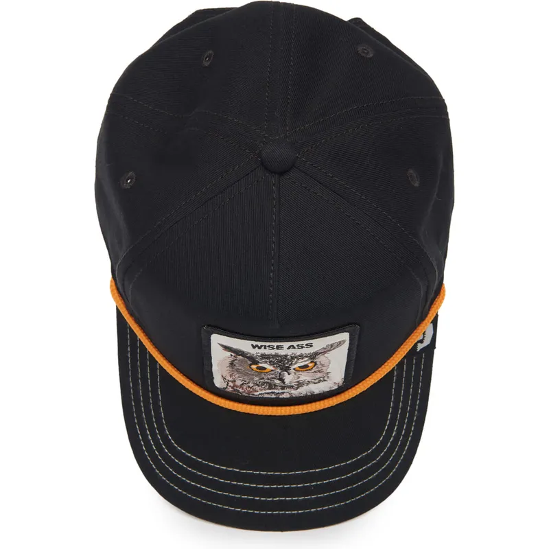 cappellino-visiera-curva-nero-snapback-gufo-wise-owl-100-the-farm-all-over-canvas-di-goorin-bros