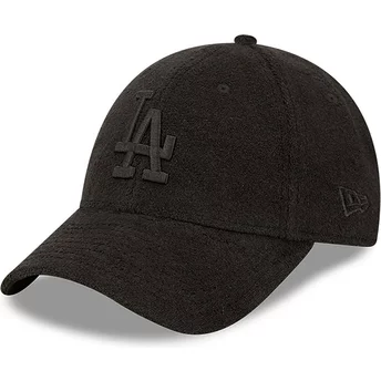 Casquette courbée noire ajustable avec logo noir 9FORTY Towelling Los Angeles Dodgers MLB New Era