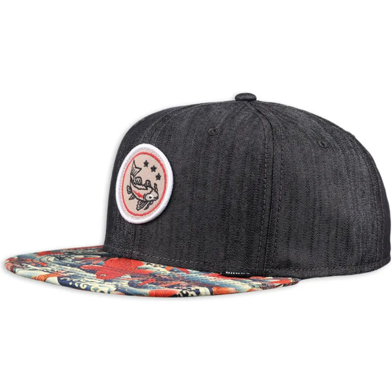 epci-plata-negru-snapback-koi-linen-de-djinns