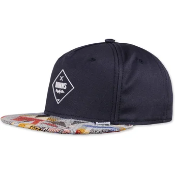 Cappello piatto blu marino snapback Rubber Aztek di Djinns