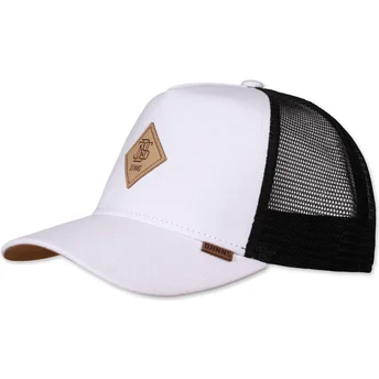 Schwarz-weiße Trucker-Kappe HFT Jersey Patch von Djinns