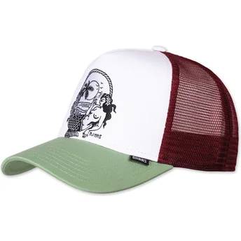 Cappello trucker bianco, rosso e verde Lazy Mermaid HFT di Djinns