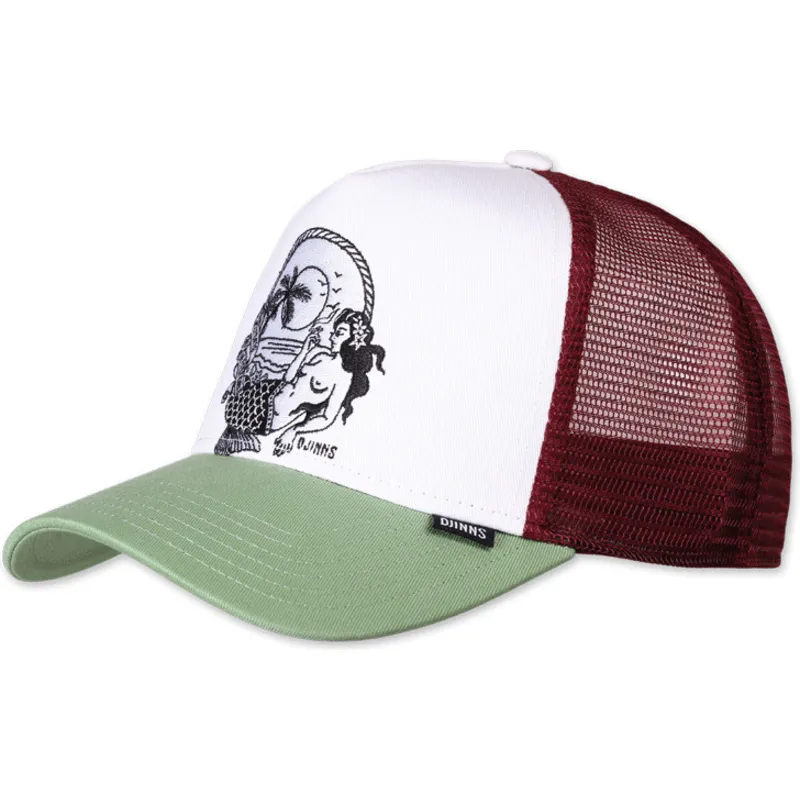 cappello-trucker-bianco-rosso-e-verde-lazy-mermaid-hft-di-djinns