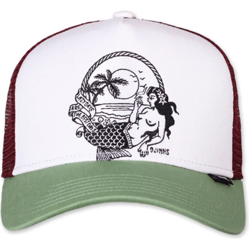cappello-trucker-bianco-rosso-e-verde-lazy-mermaid-hft-di-djinns