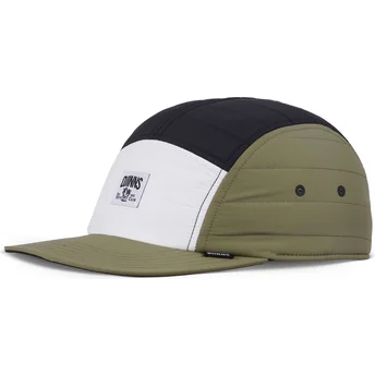 Verstellbare Puffy Nylon Flat Cap in Weiß, Schwarz und Grün von Djinns