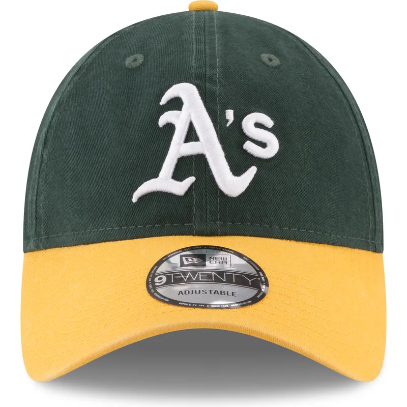 verstellbare-grun-gelbe-9twenty-core-classic-kappe-mit-gebogenem-schirm-der-oakland-athletics-mlb-von-new-era