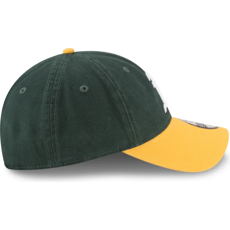 grune-und-gelbe-verstellbare-gebogene-kappe-9twenty-core-classic-der-oakland-athletics-mlb-von-new-era