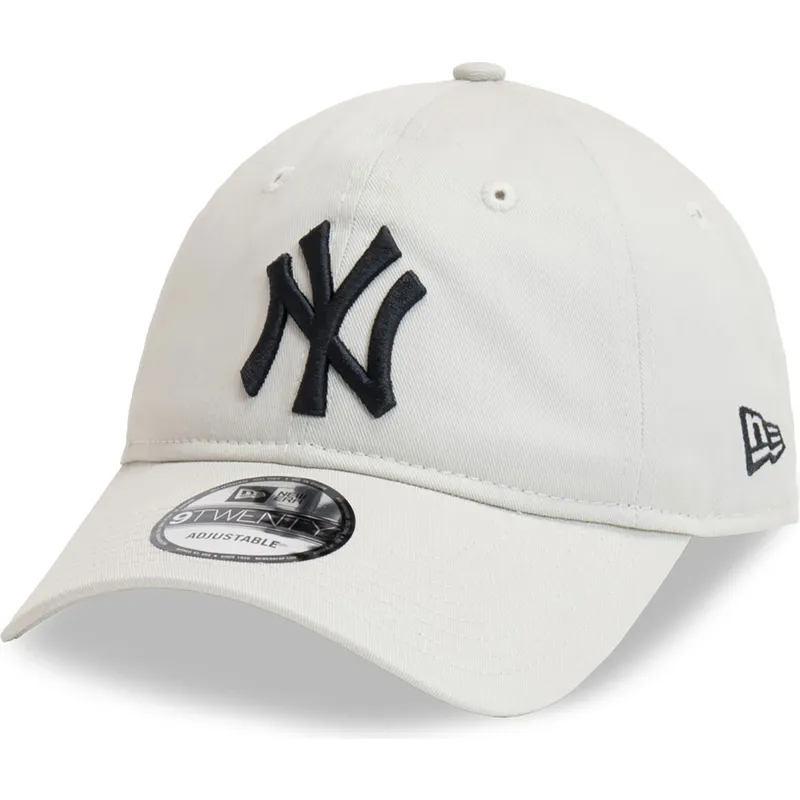 bezowa-czapka-z-zakrzywionym-daszkiem-regulowana-z-czarnym-logo-9twenty-league-essential-new-york-yankees-mlb-od-new-era