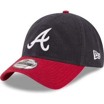 Cappellino con visiera curva blu marino e rosso regolabile 9TWENTY Core Classic di Atlanta Braves MLB di New Era