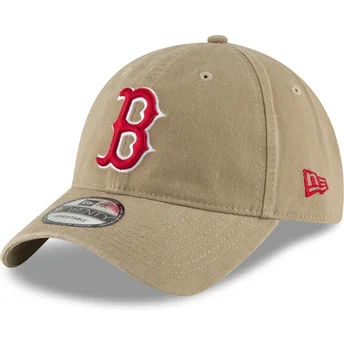 Justerbar ljusbrun böjd keps med rött logo 9TWENTY Core Classic av Boston Red Sox MLB från New Era