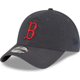 Cappellino curvo grigio regolabile con logo rosso 9TWENTY Core Classic dei Boston Red Sox MLB di New Era