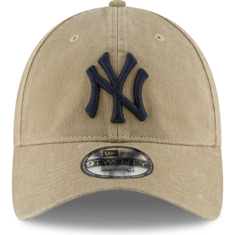 cappellino-regolabile-a-visiera-curva-marrone-chiaro-con-logo-blu-navy-9twenty-core-classic-dei-new-york-yankees-mlb-di-new-era