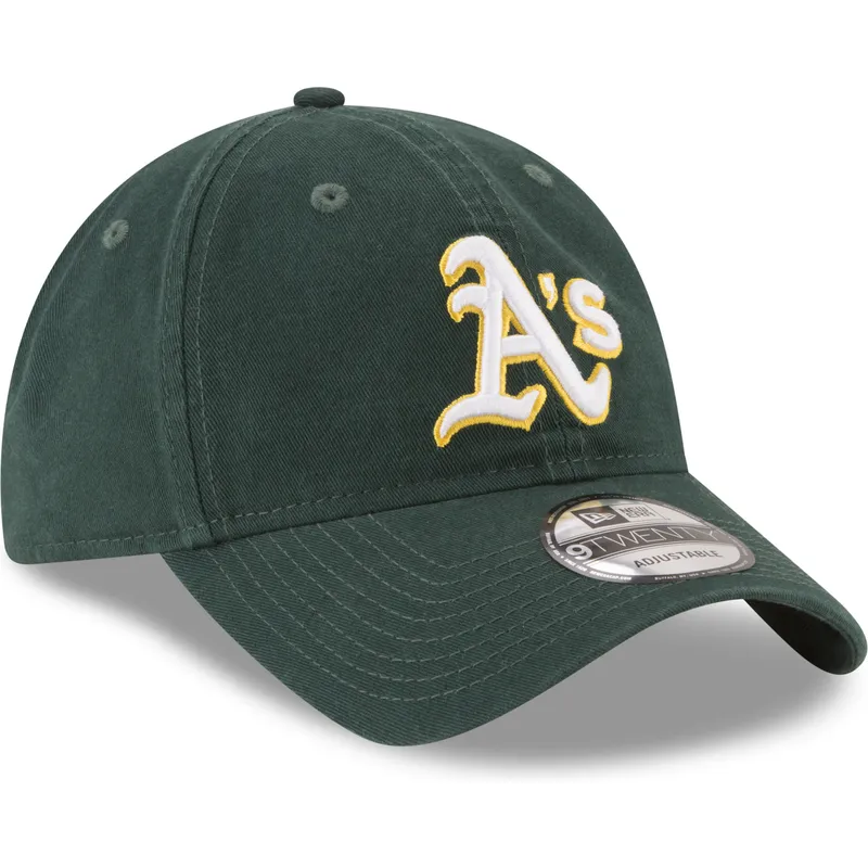 verstellbare-grune-kappe-mit-gebogenem-schirm-9twenty-core-classic-der-oakland-athletics-mlb-von-new-era