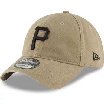 Gorra curva marrón claro ajustable con logo negro 9TWENTY Core Classic de Pittsburgh Pirates MLB de New Era