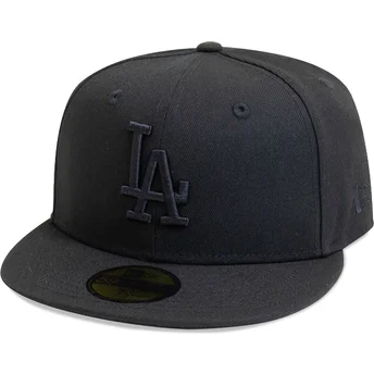 Cappello piatto nero chiuso con logo nero 59FIFTY League Essential dei Los Angeles Dodgers MLB di New Era