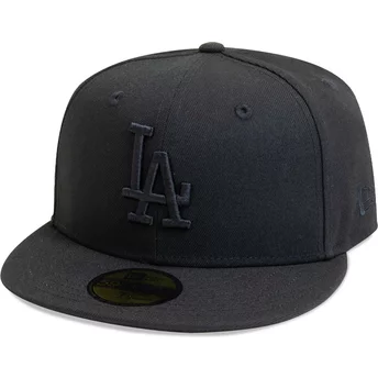 New Era Flat Brim Black Logo 59FIFTY League Essential Los Angeles Dodgers MLB Black Fitted Cap