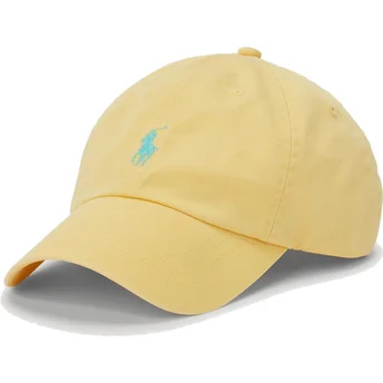 Cappellino curvo giallo regolabile con logo blu Cotton Chino Classic Sport di Polo Ralph Lauren