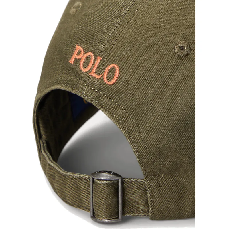 grune-verstellbare-curved-cap-mit-orangefarbenem-logo-cotton-chino-classic-sport-von-polo-ralph-lauren