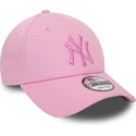 new-era-curved-brim-pink-logo-9forty-league-essential-new-york-yankees-mlb-pink-adjustable-cap