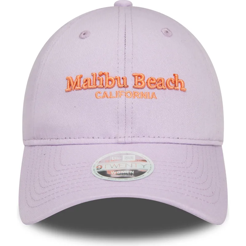fioletowa-zakrzywiona-czapka-regulowana-dla-kobiet-9twenty-wordmark-malibu-beach-california-od-new-era