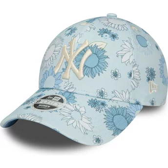 Casquette courbée bleue ajustable pour femme 9FORTY Floral All Over Print New York Yankees MLB New Era