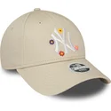 epci-curbata-bej-reglabila-9forty-flower-de-new-york-yankees-mlb-de-new-era