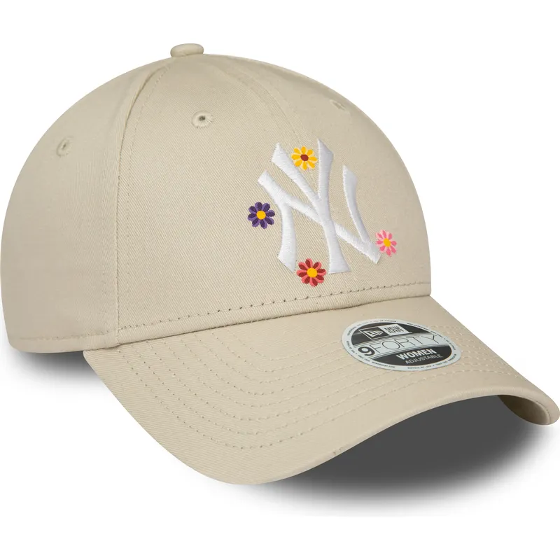 epci-curbata-bej-reglabila-9forty-flower-de-new-york-yankees-mlb-de-new-era