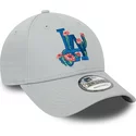 casquette-courbee-grise-ajustable-9forty-flower-icon-los-angeles-dodgers-mlb-new-era