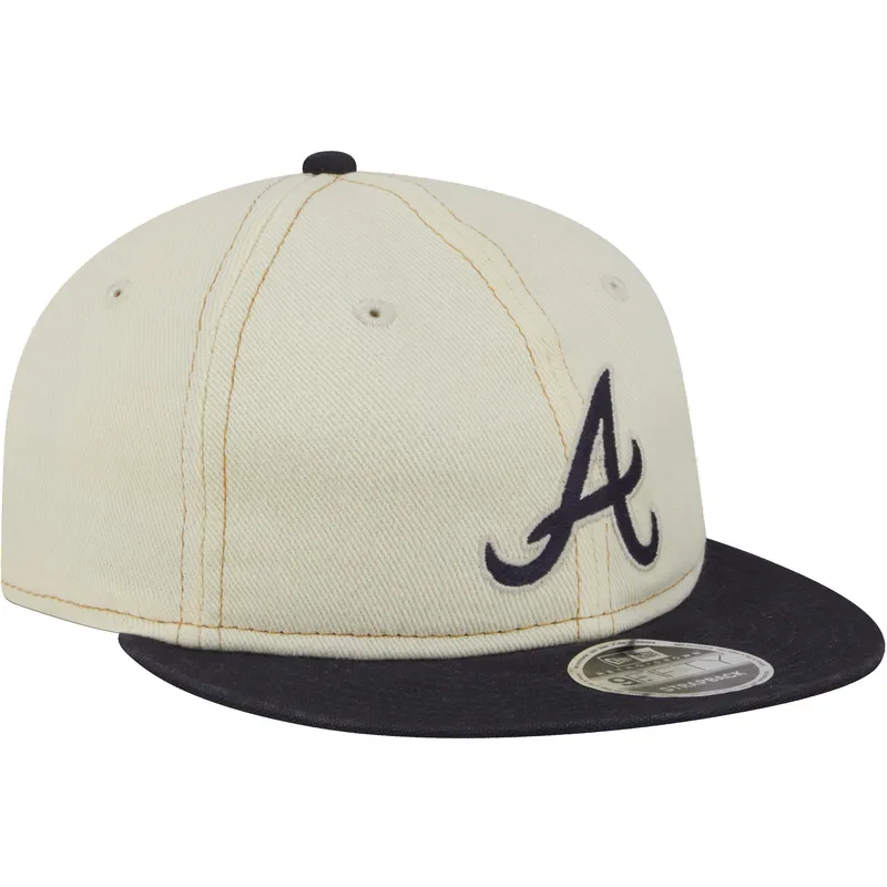 beige-und-marineblaue-flache-kappe-9fifty-retro-crown-denim-der-atlanta-braves-mlb-von-new-era