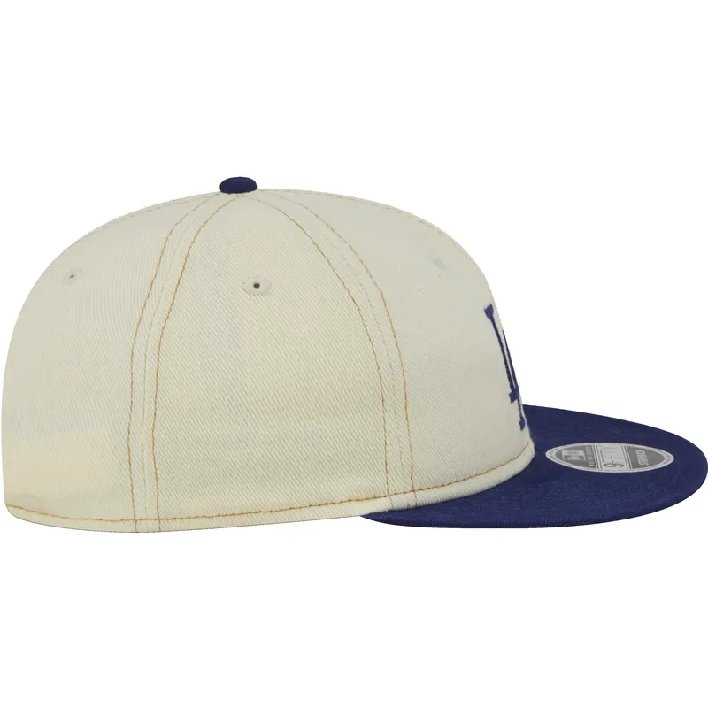 beige-och-bla-9fifty-retro-crown-denim-los-angeles-dodgers-mlb-platt-keps-fran-new-era