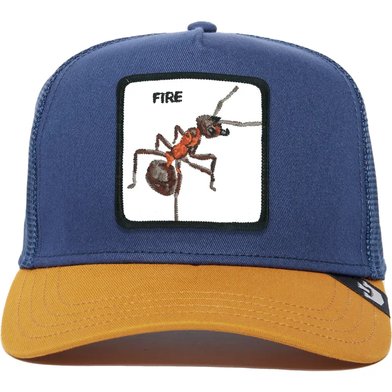czapka-trucker-niebiesko-brazowa-mrowka-fire-the-farm-premium-goorin-bros