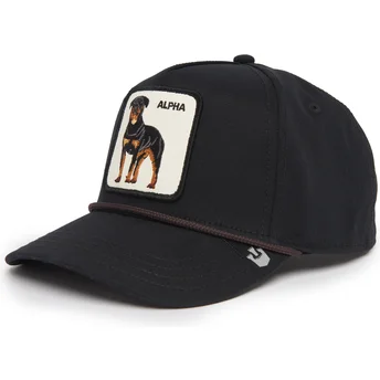 Goorin Bros. Alpha Dog 100 The Farm All Over Canvas svart böjd snapbackkeps med rottweilermotiv