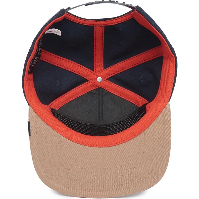 berretto-piatto-blu-navy-e-marrone-snapback-lupo-lone-wolf-one-pack-the-farm-flats-di-goorin-bros