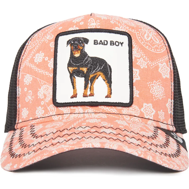 cappellino-trucker-rosa-e-nero-con-rottweiler-bad-boy-lovesexy-the-farm-paisley-di-goorin-bros