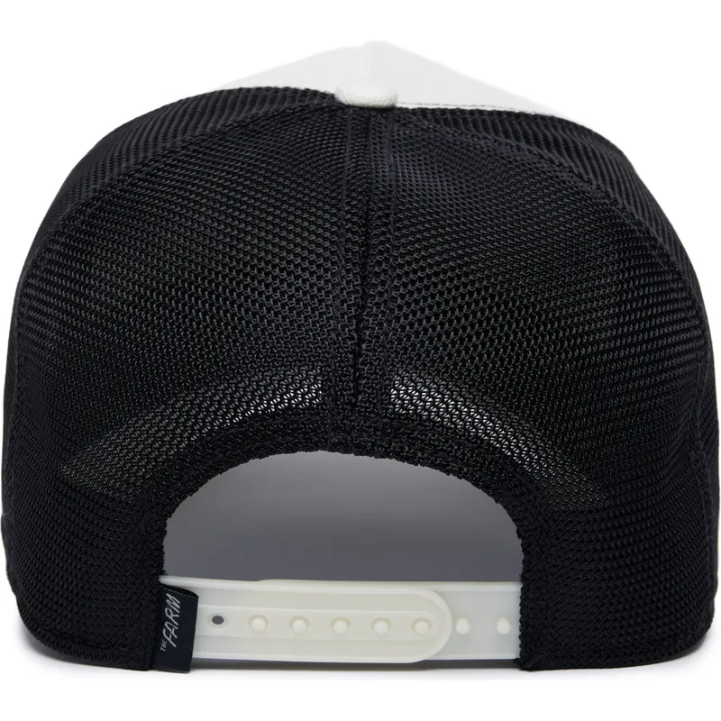 weisse-und-schwarze-trucker-kappe-silky-chick-the-farm-silky-roots-von-goorin-bros