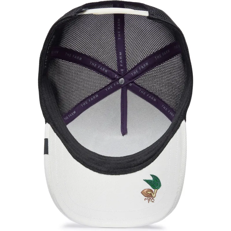 weisse-und-schwarze-trucker-kappe-silky-chick-the-farm-silky-roots-von-goorin-bros