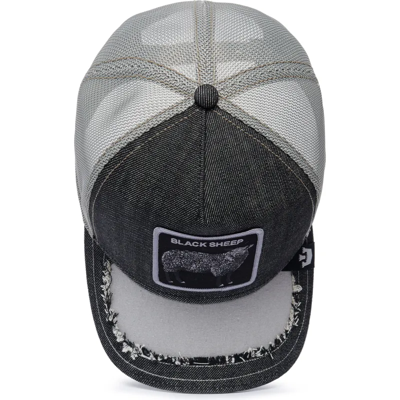 cappellino-trucker-nero-e-grigio-pecora-silky-sheep-the-farm-silky-roots-di-goorin-bros
