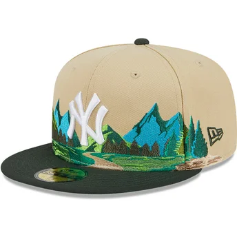 gorra-plana-marron-y-verde-ajustada-59fifty-team-landscape-de-new-york-yankees-mlb-de-new-era